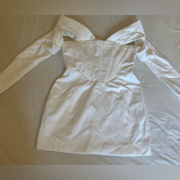 RARE House of CB ‘Arista’ Satin Corset Mini Dress Ivory - Picture 6 of 9